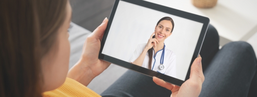 Doctor video chat consultation. Telemedicine or telehealth concept.