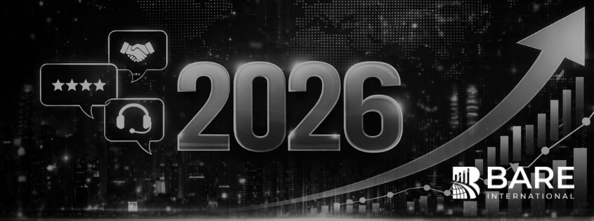 BARE International visual highlighting the top CX trends for 2026, focused on customer experience execution, frontline performance, consistency, and measurable business growth.
